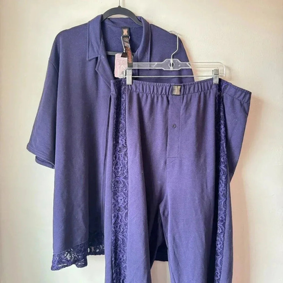 NWT Savage X Fenty Men's Navy Blue Panama PJ Set XL/XXL - Picture 1 of 6